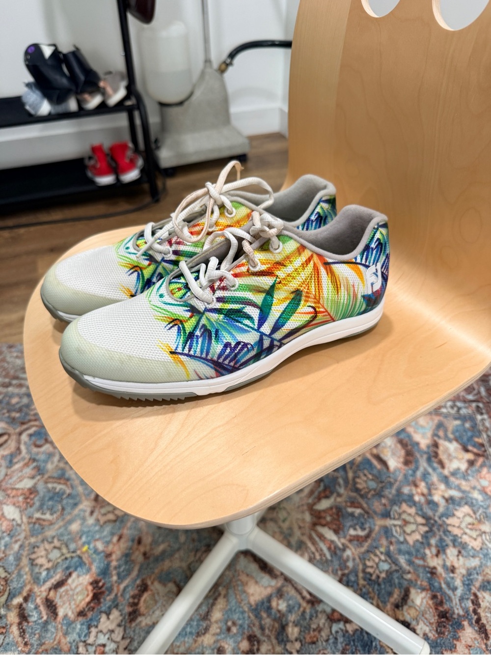 Golf Shoe FootJoy Lace-Up Tropical Print Sneakers - White Multicolor